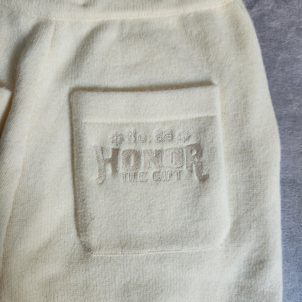 Honor The Gift Mens Knit Lounge Pants Cream Off White Drawstring Size S Small